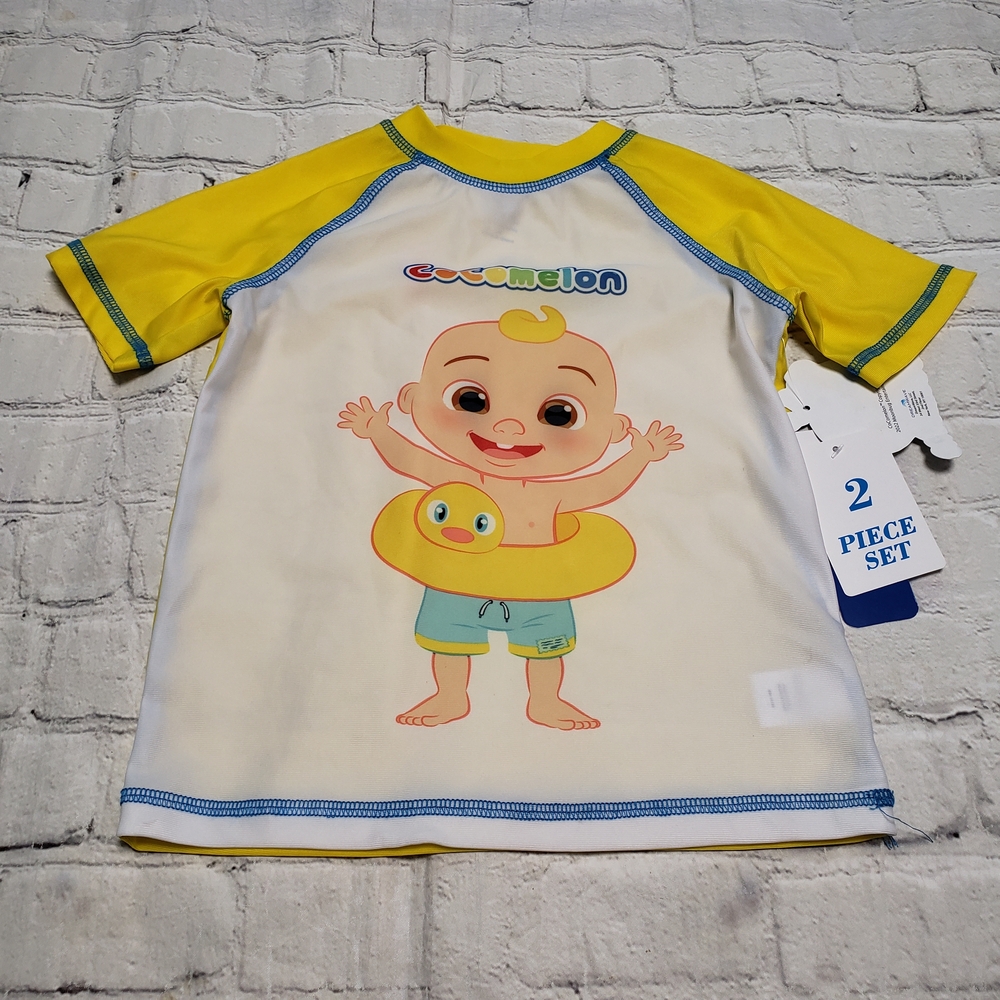 Cocomelon Kids Swimming Shirt. Yellow And White.